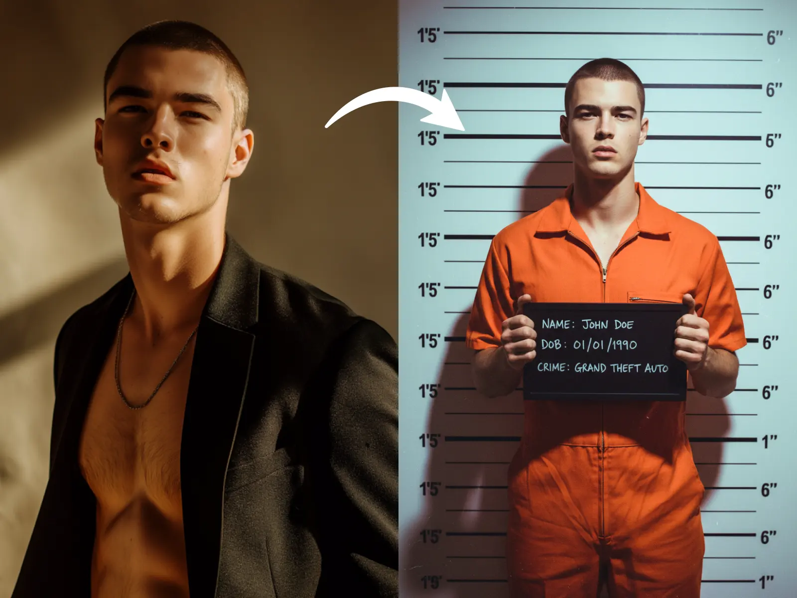 AI make a picture look like a mugshot