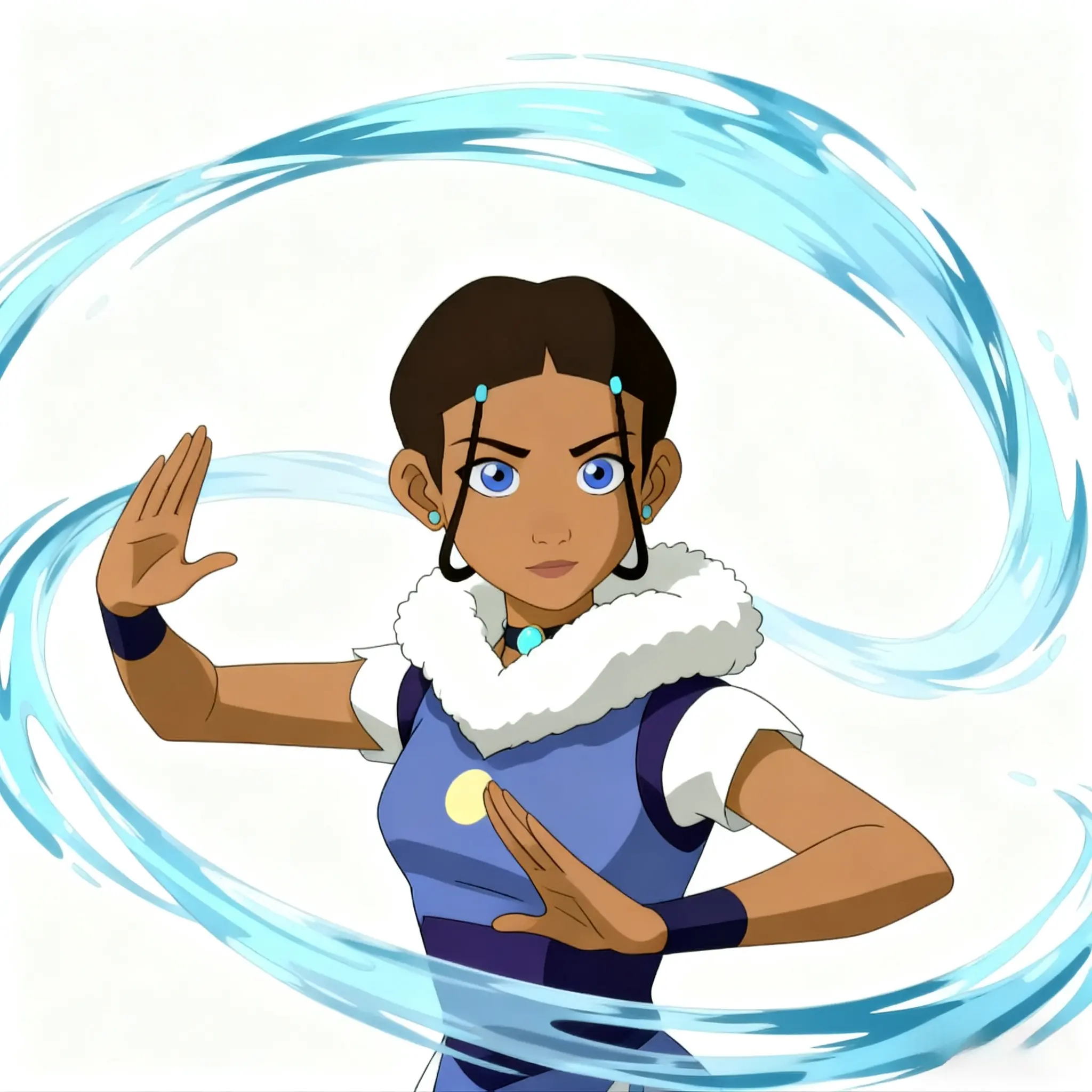 Katara performing waterbending with swirling blue water