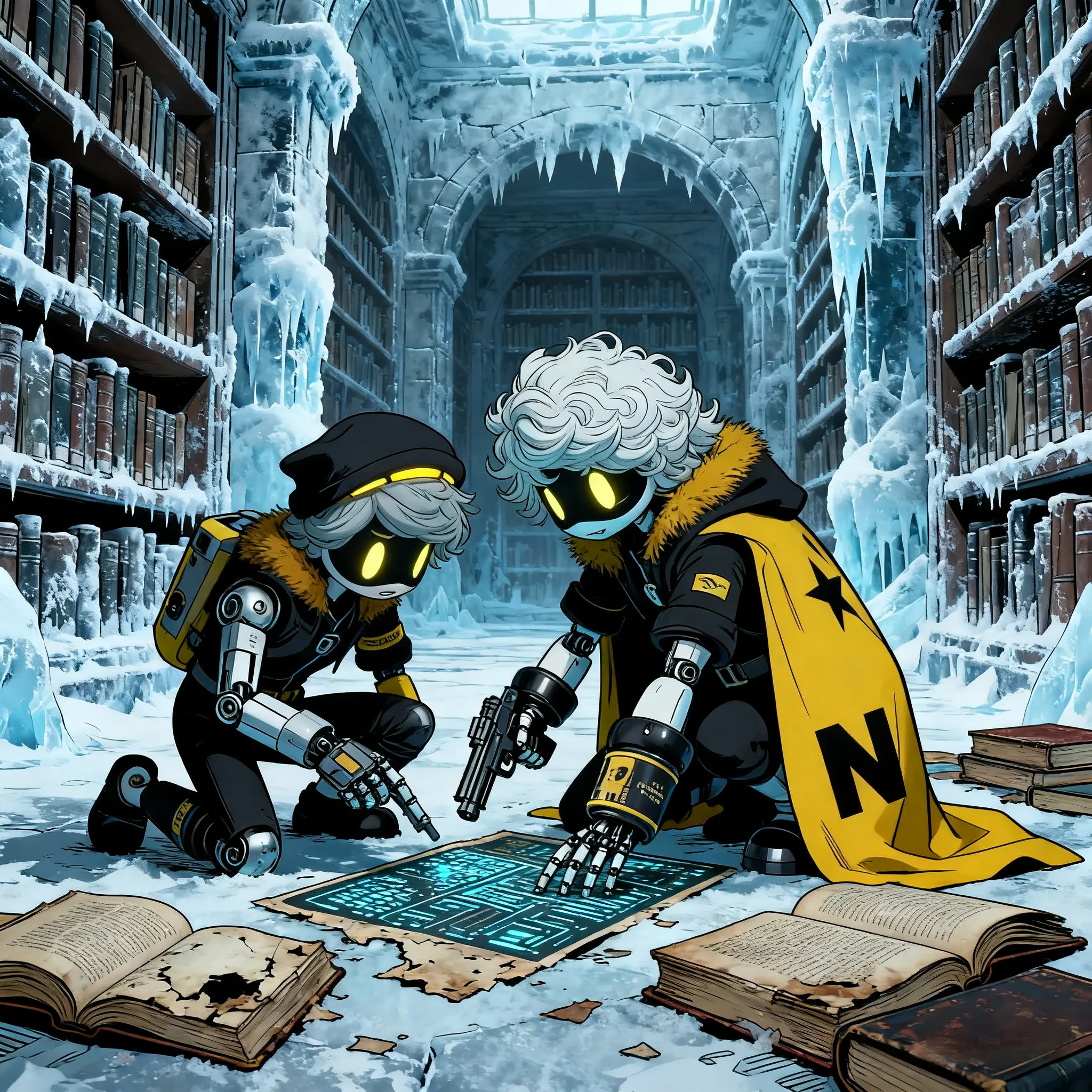 murder drones uzi doorman and n examining documents in archive comic book