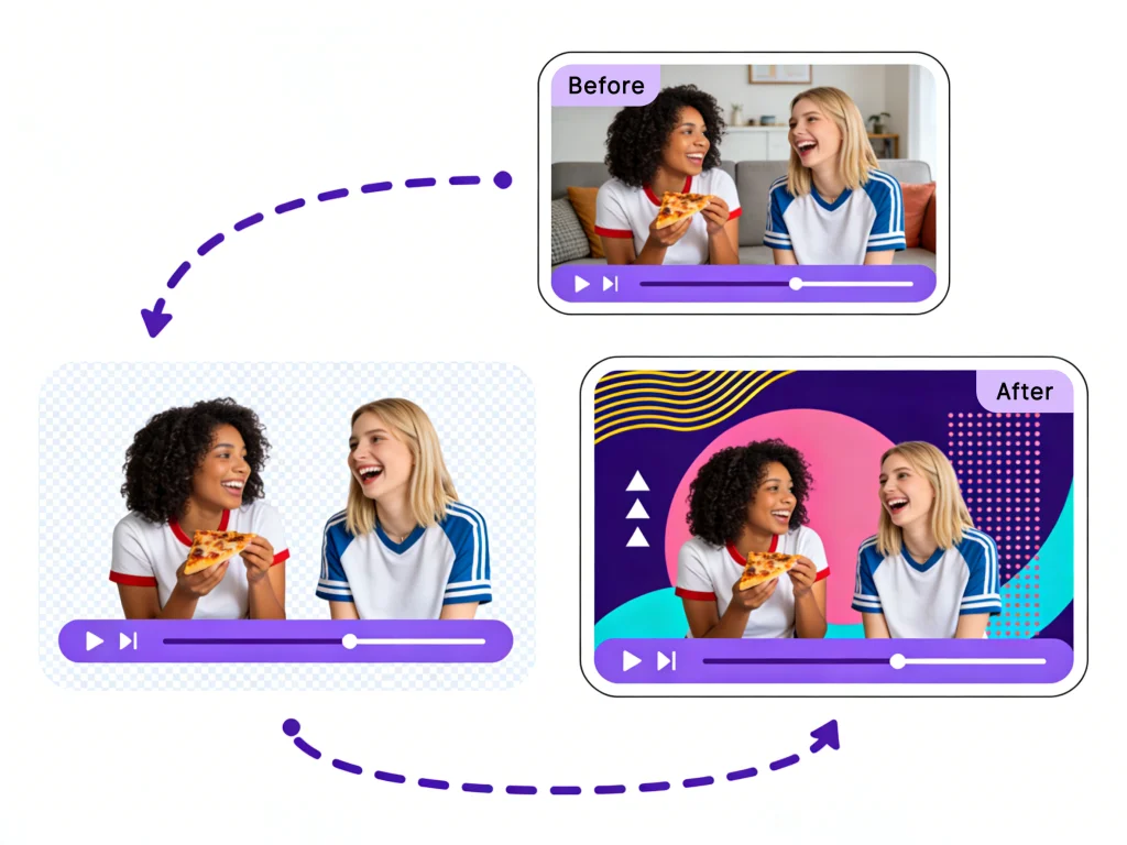 Comparison effect picture of the video before and after changing the background