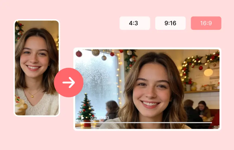 [PHOTO] feature image - Split screen showing vertical phone video transformed to widescreen monitor. Style: High-tech, clean. Color: vibrant.