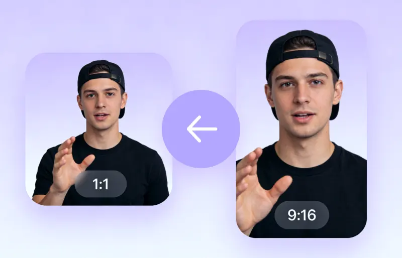 Interfaz del editor de relación de aspecto y cambio de tamaño de video