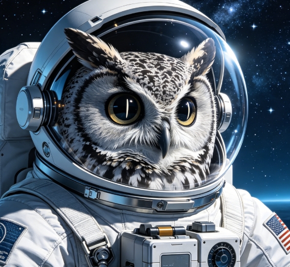 Owl head astronaut body swap.