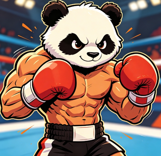 Panda head muscular boxer character swap cartoon.
