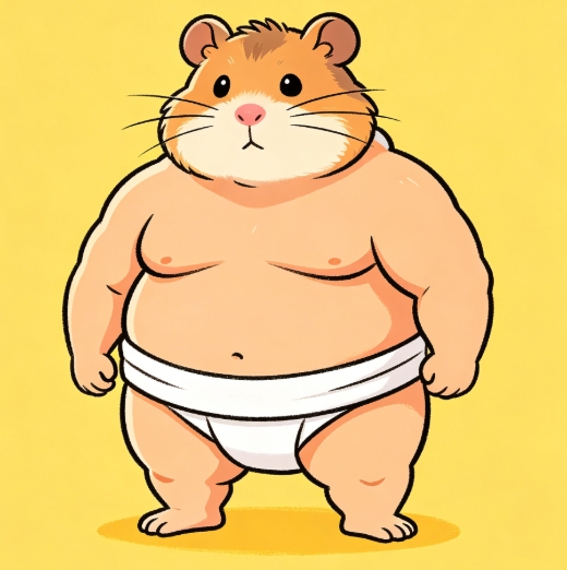 Hamster head sumo wrestler body swap cartoon.