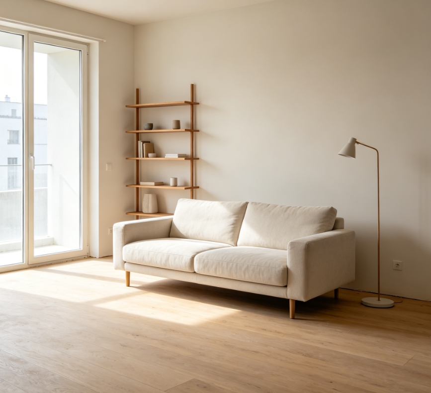 Minimalist Nordic empty living room staging