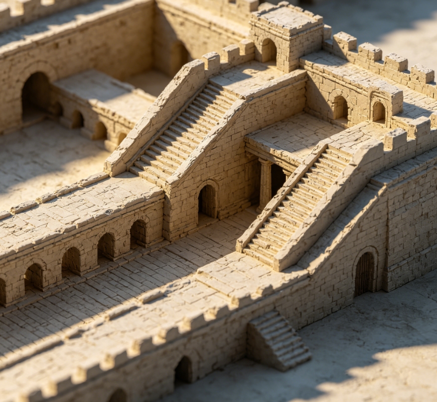 Ancient city wall fortress 3D model