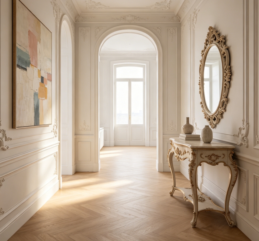 French luxury empty hallway staging