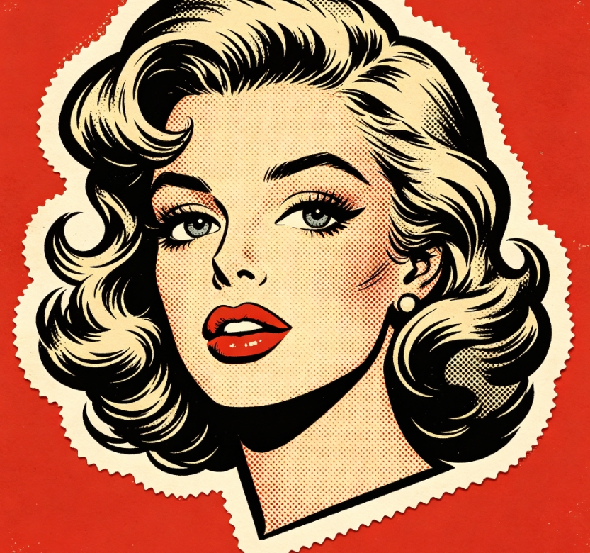 Retro pop art blonde female sticker