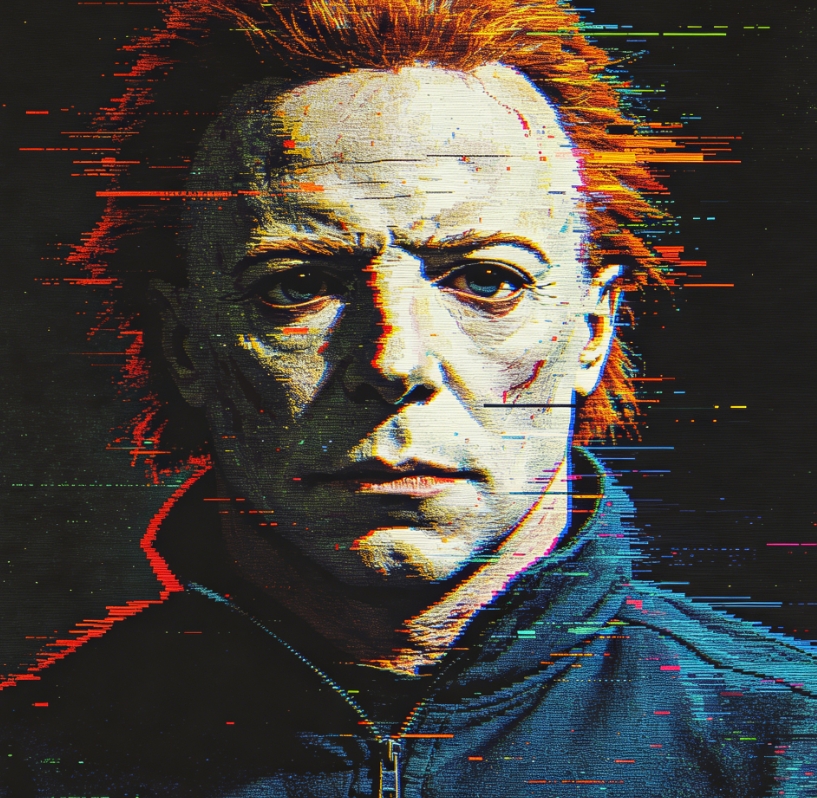 Glitch art Michael Myers portrait