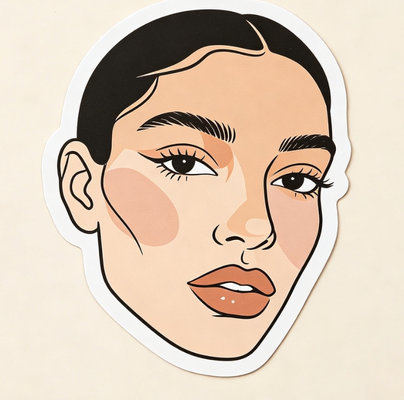 Flat illustration female face sticker
