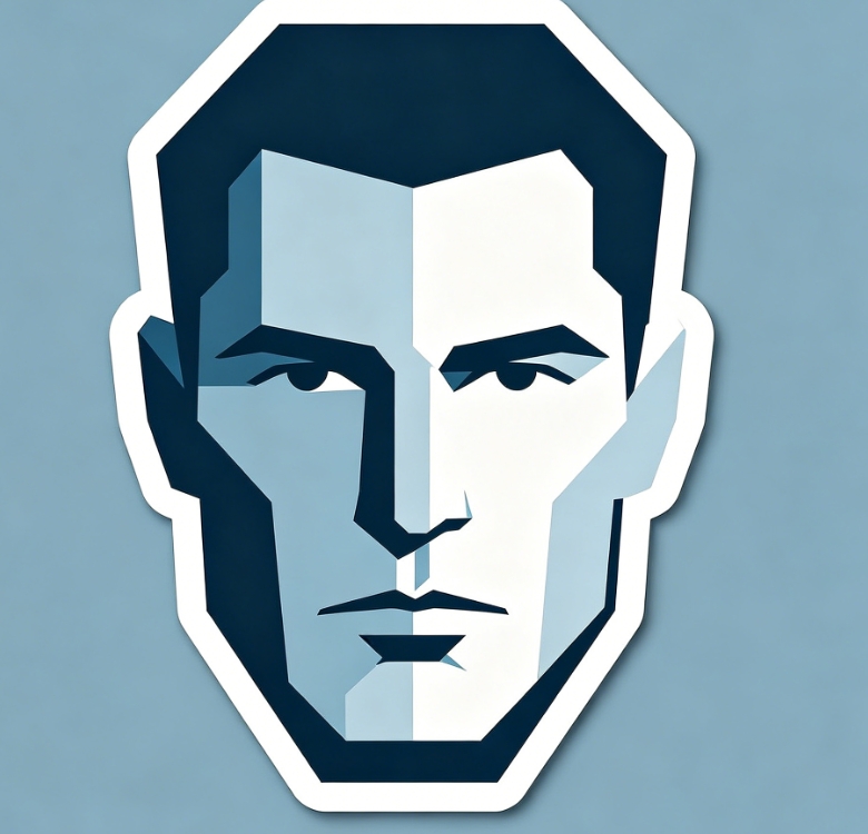 Geometric minimalist male face sticker