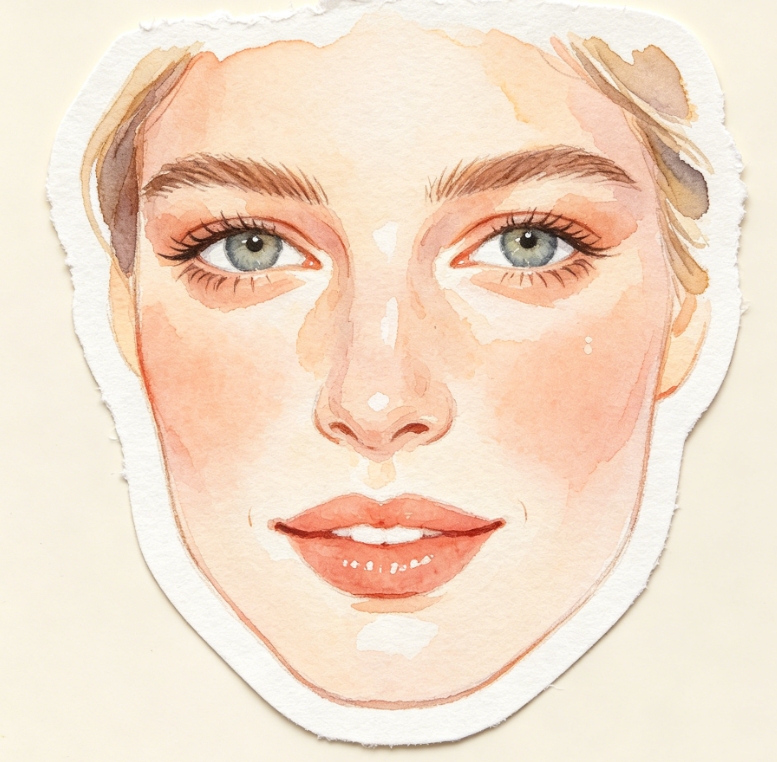 Realistic watercolor female face sticker