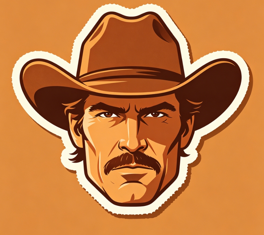 Western cowboy male face sticker