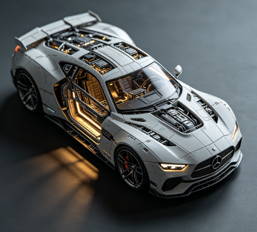 Futuristic cyberpunk sports car 3D model