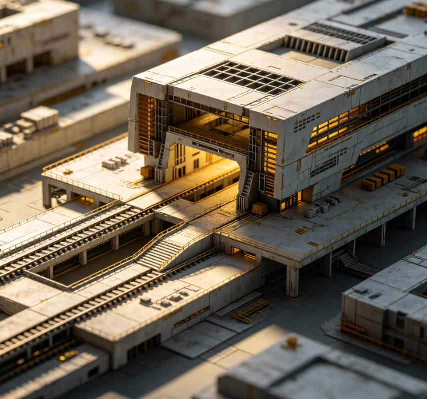 Futuristic industrial factory 3D model