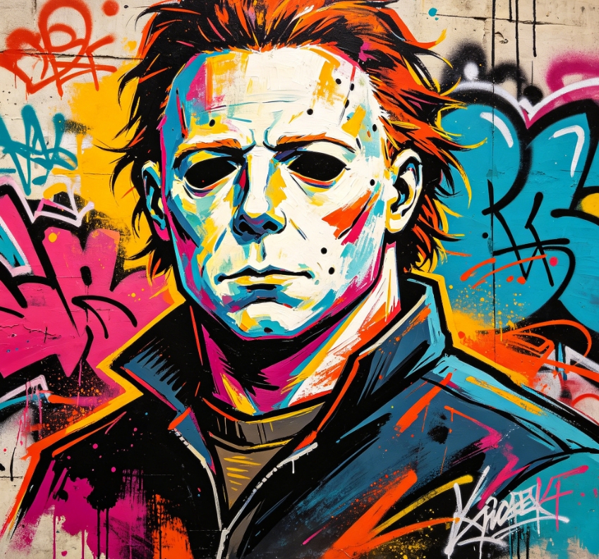 Graffiti street art Michael Myers portrait