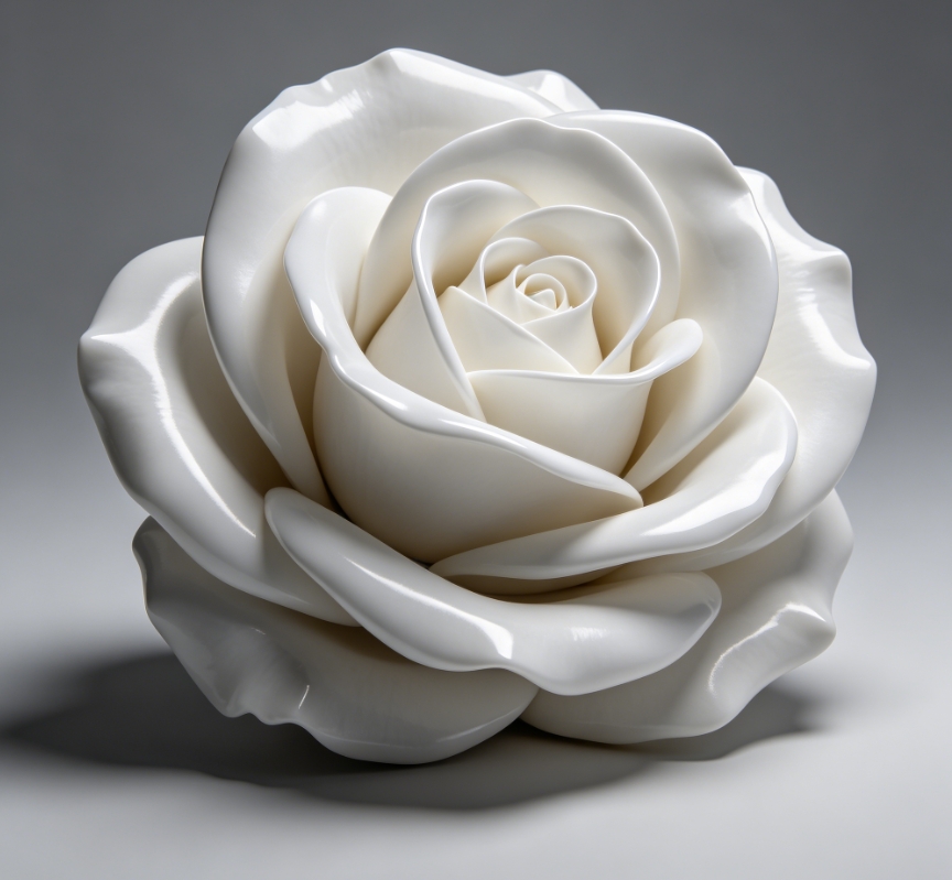 White ceramic rose sculpture 3D model