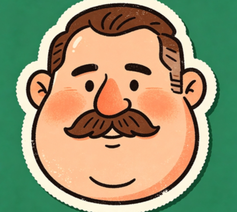 Cute cartoon mustache man sticker