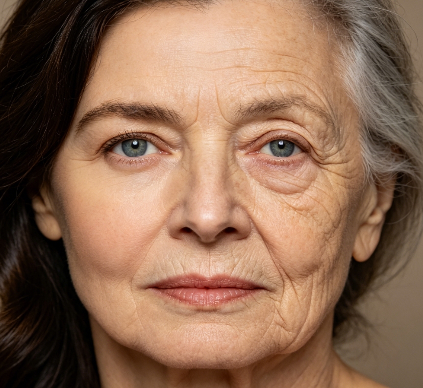 Elderly Caucasian woman face morph result