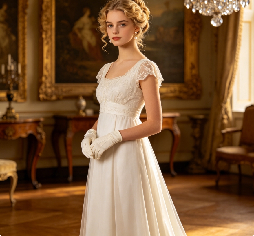 Original portrait of elegant noble-style European woman, soft vintage lighting, formal centered portrait