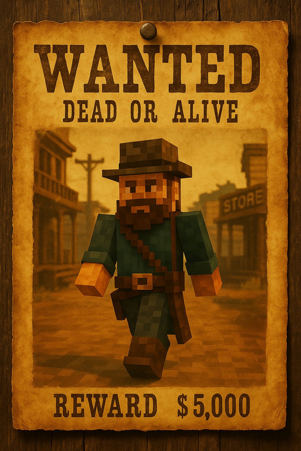 Western wanted poster style Minecraft Skin Generator