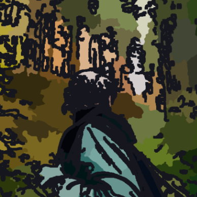 AI Stencil trendy color layered effect portrait of European senior man in forest, layered镂空 color block design, structured stencil texture, high saturation color overlay, pop art print quality, 4:3 ratio creative visual asset