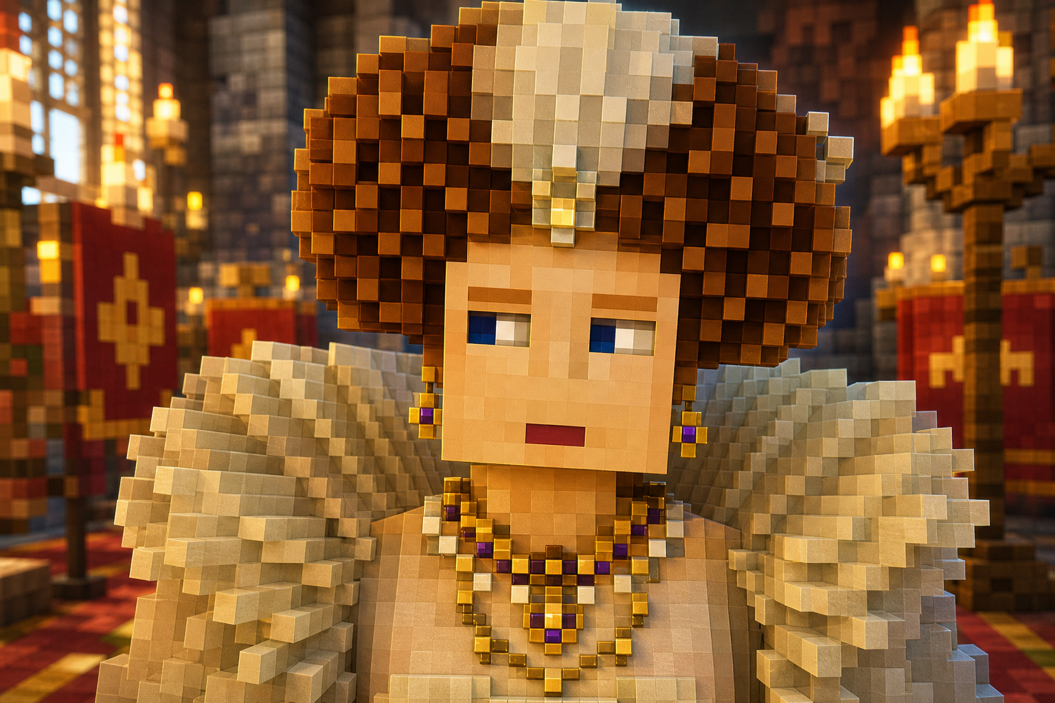 Royal court queen portrait style Minecraft Skin Generator