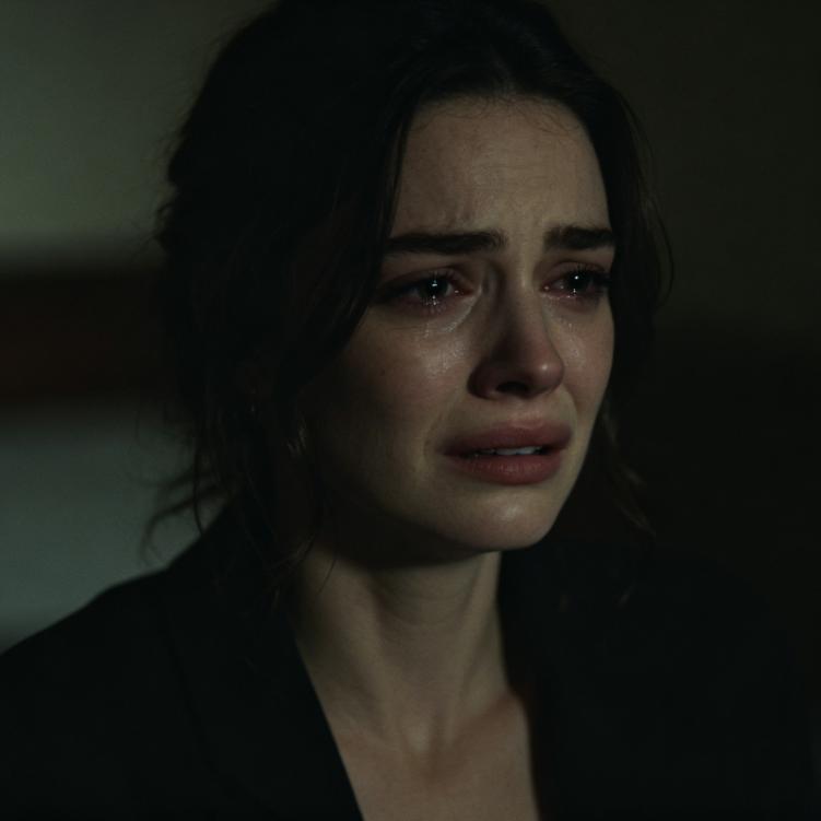 Close-up headshot of a European woman by the window, centered composition with AI sad pout filter, tearful eyes with a pitiful and gentle expression, ideal for emotional profile pictures