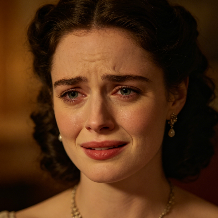 Vintage-style portrait of a European woman in warm lighting with AI melancholy filter, faded smile with sorrow in eyes, consistent retro texture, natural and unforced expression