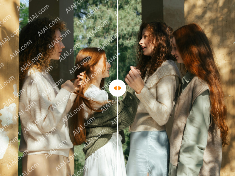 before and after using ai remove watermark from image tool