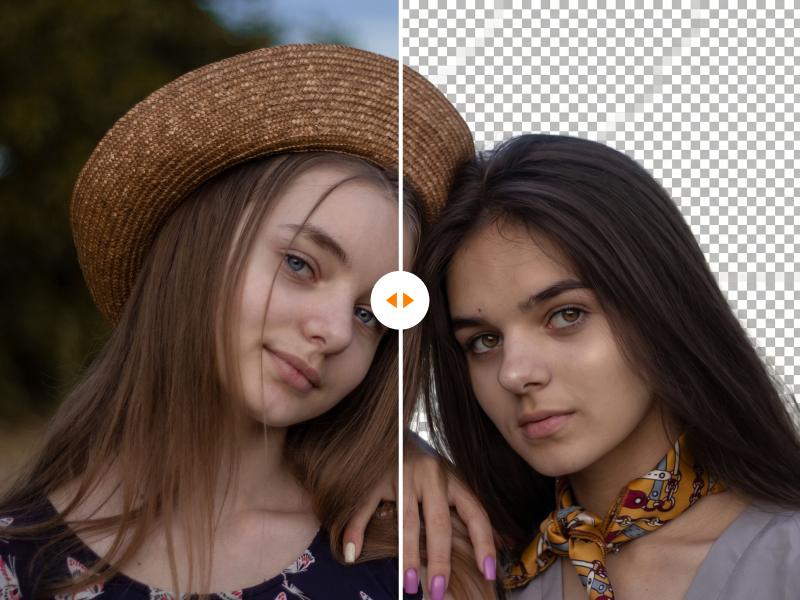 before and after using ai remove background from image tool