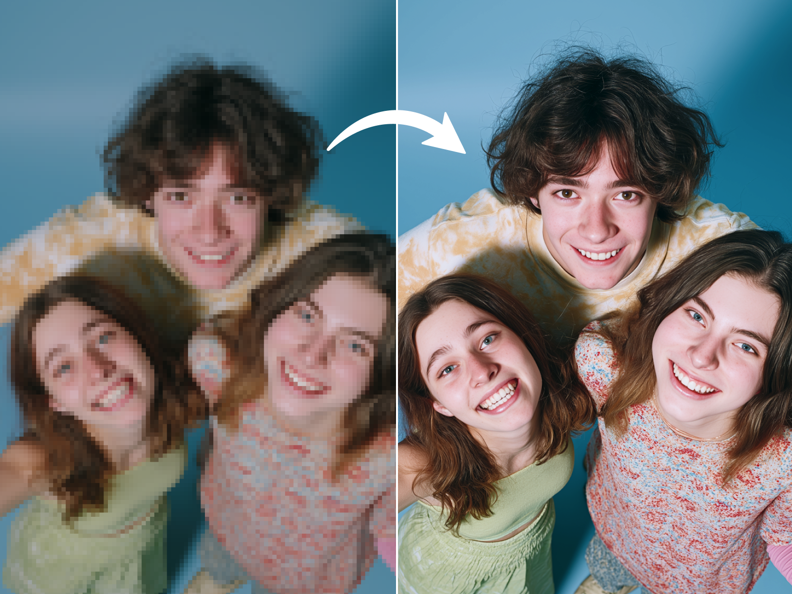 before and after using ai image enhancer tool