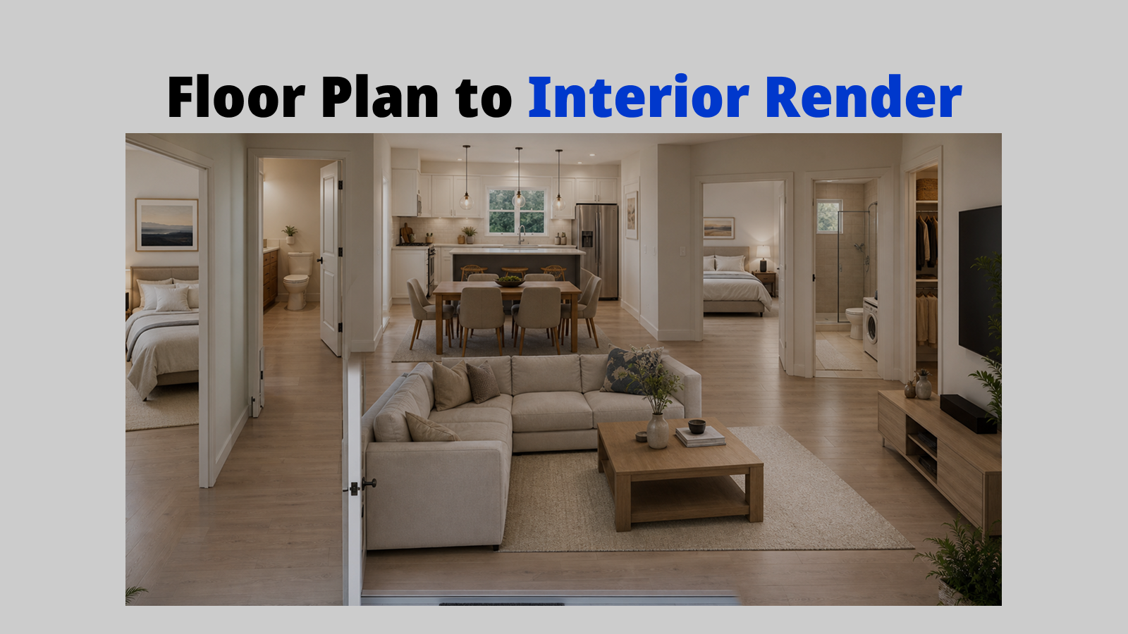AI-generated effect of Floor Plan to Interior Render