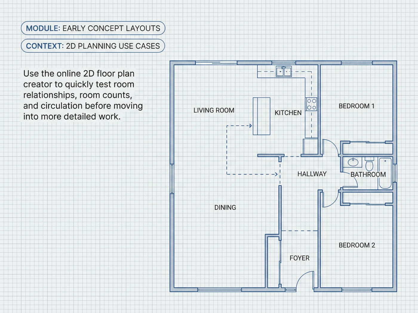 明確な部屋ラベルとシャープな建築ラインを持つ読みやすい2D間取り図