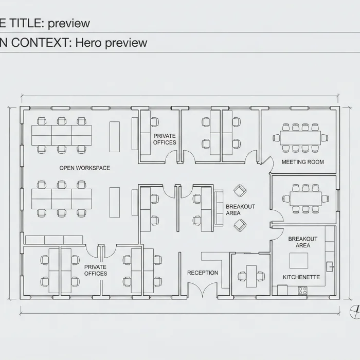 3D rendered office plan visualization