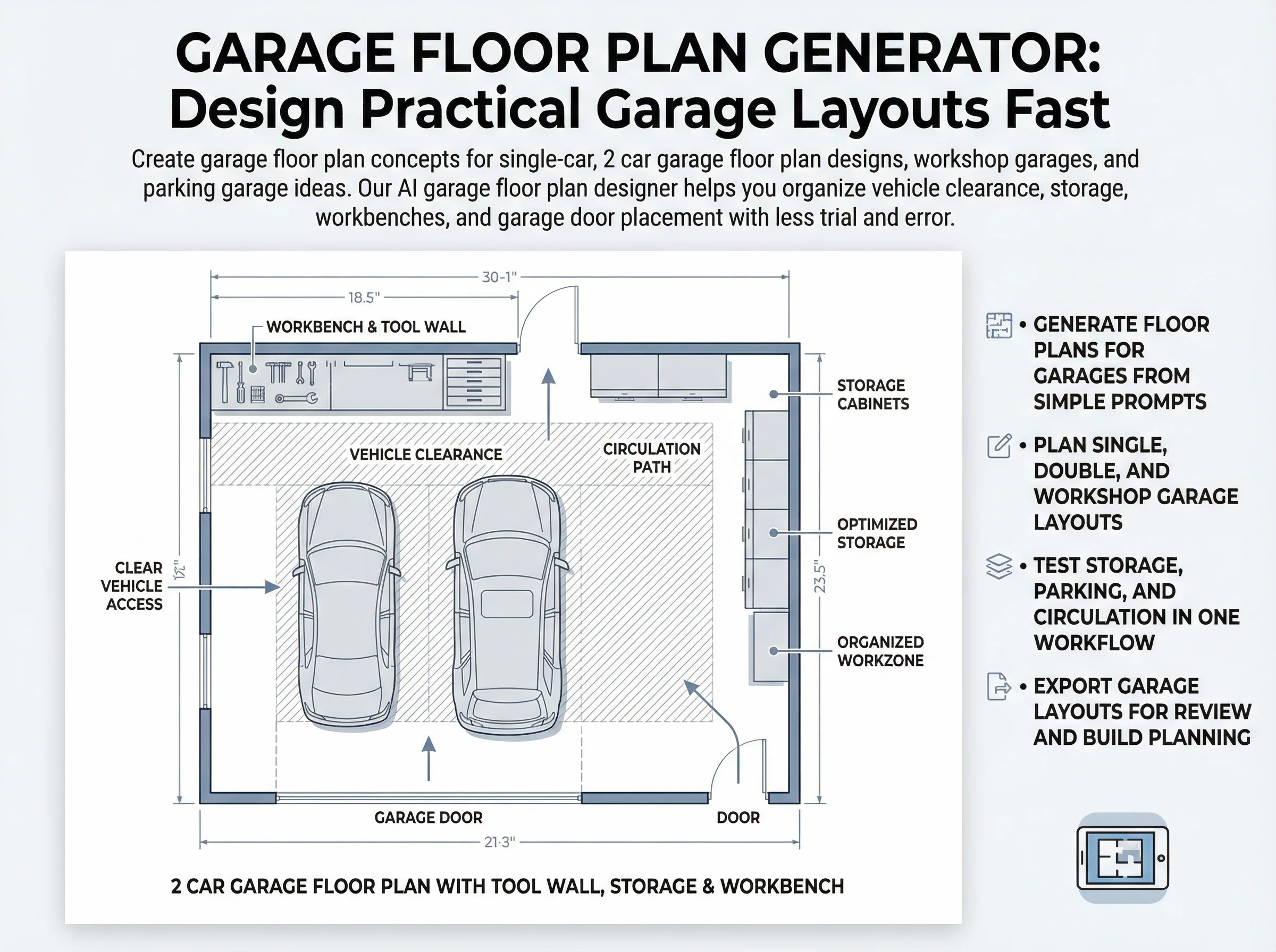 AI Garage Floor Plan Generator | Design Garage Layouts Online | AI ...