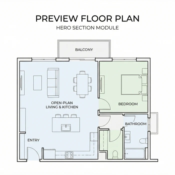 3D rendered floor plan visualization