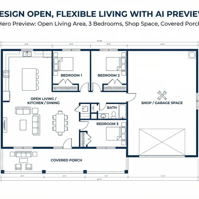 Barndominium plan visualization