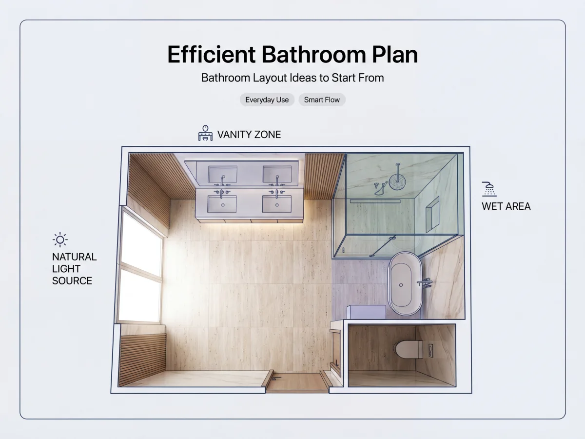 Baño estilo spa con una composición clara de accesorios y luz natural brillante