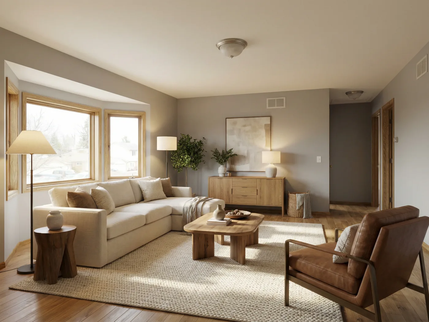 Modern living room after AI redesign