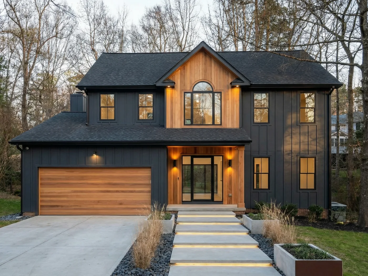 Polished modern home exterior after AI redesign