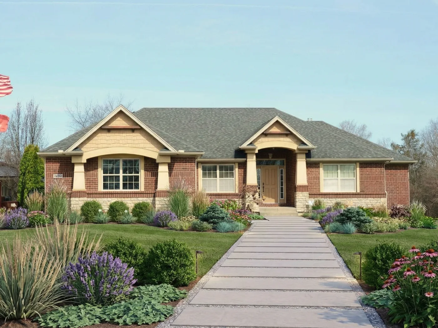 Refined outdoor landscape concept after AI redesign