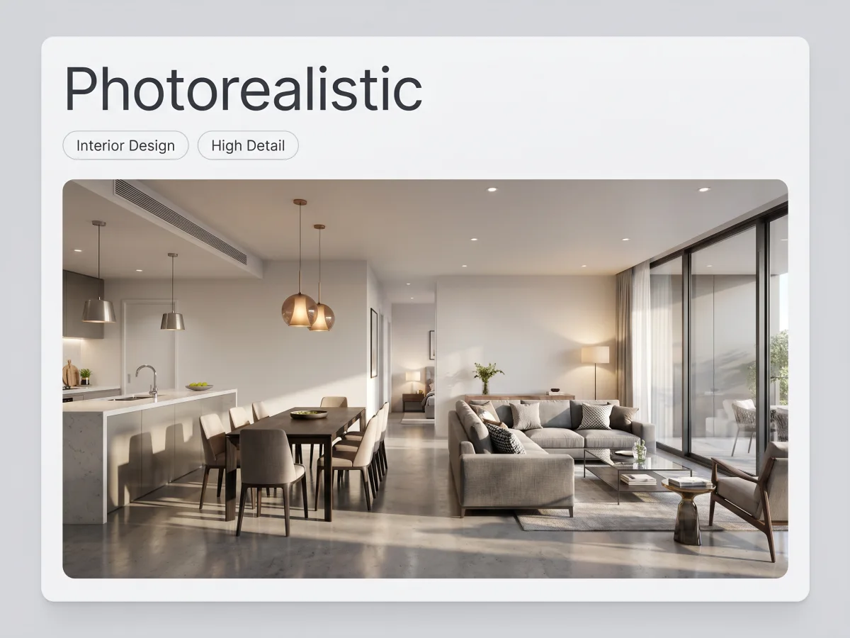 Photorealistic 3D floor plan with high-end lighting and textures