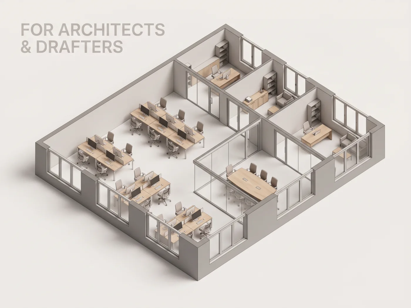 Architect reviewing 3D model generated from 2D floor plan