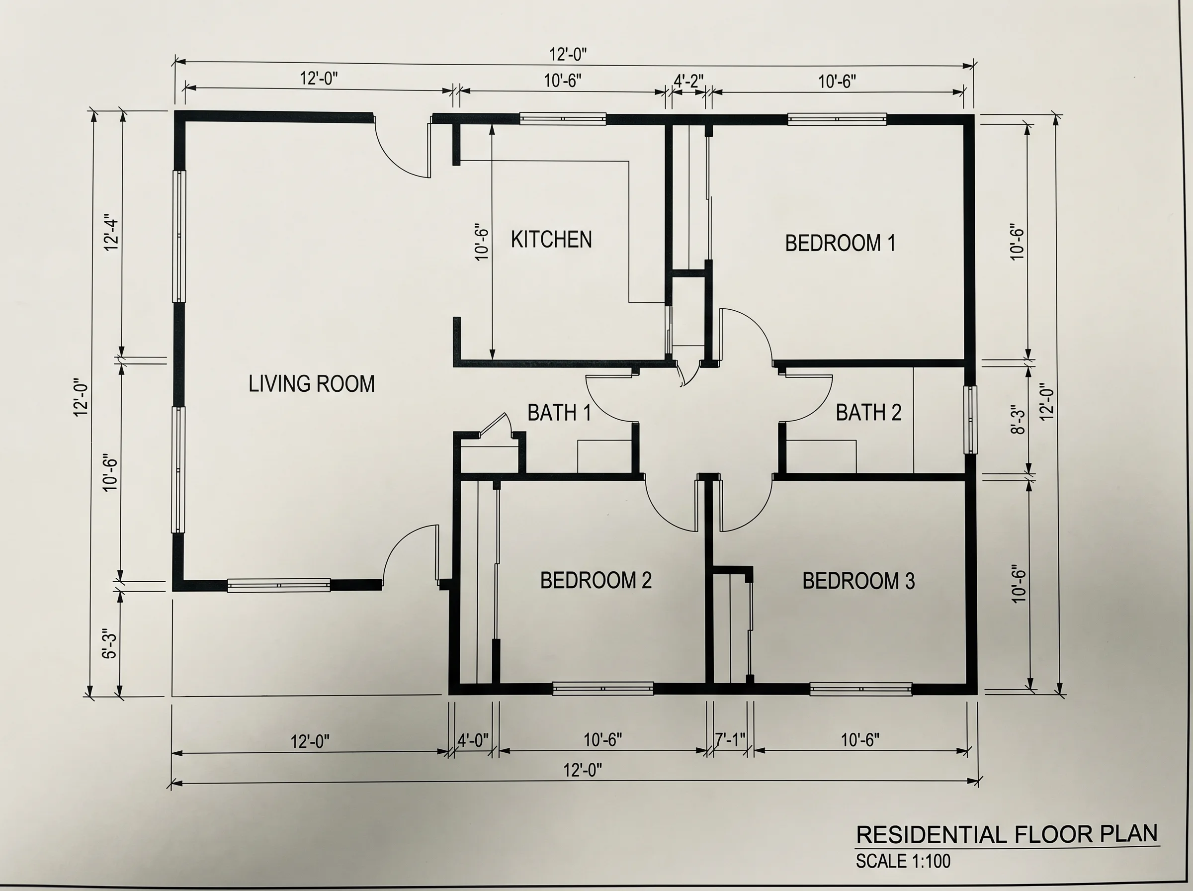 2D floor plan layout before 3D conversion