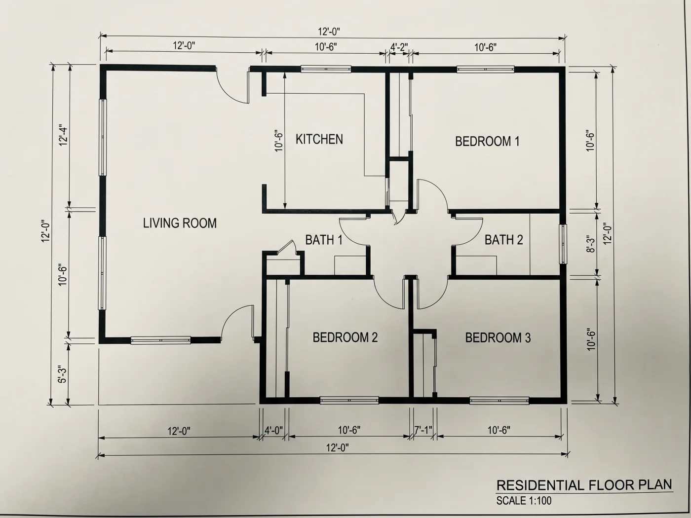 2D floor plan layout before 3D conversion