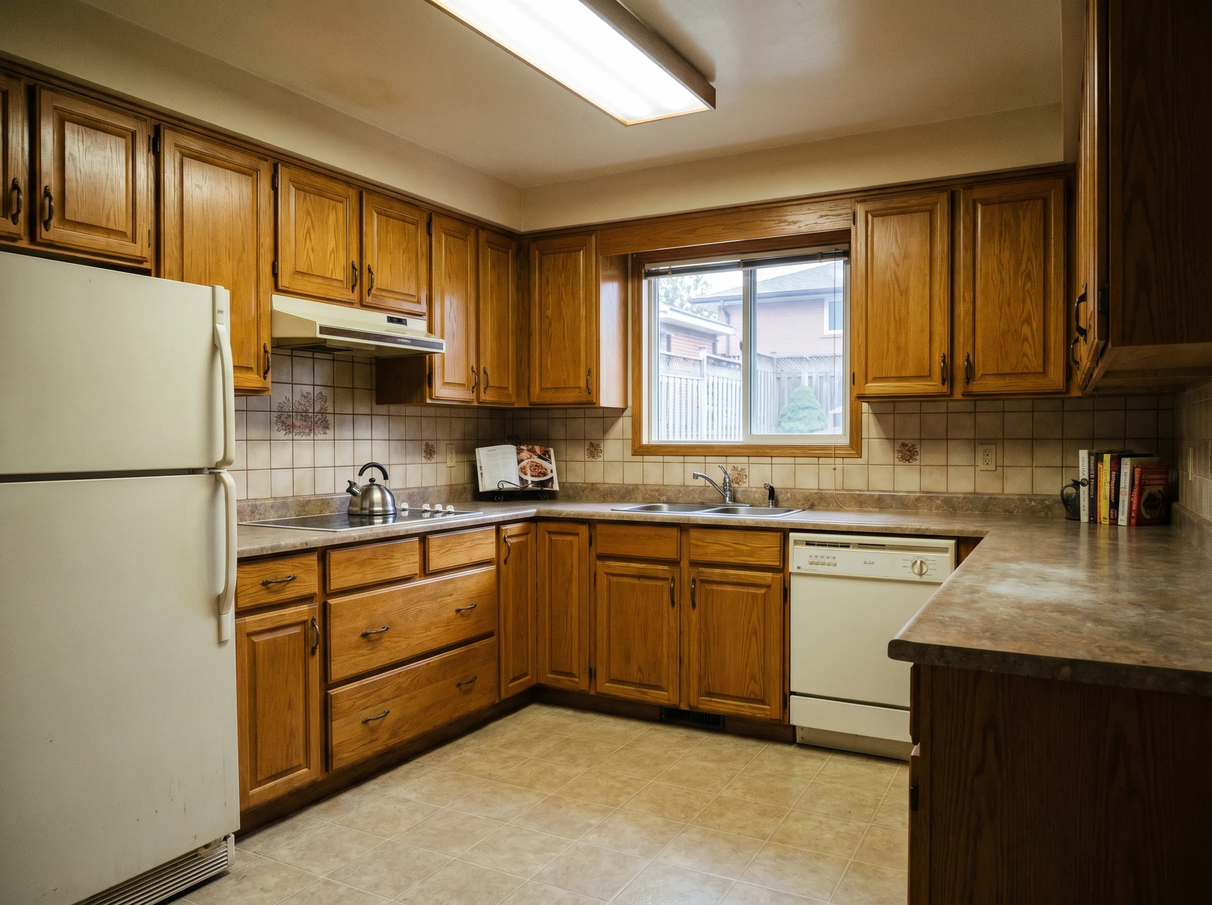 Outdated 1990s kitchen before AI renovation