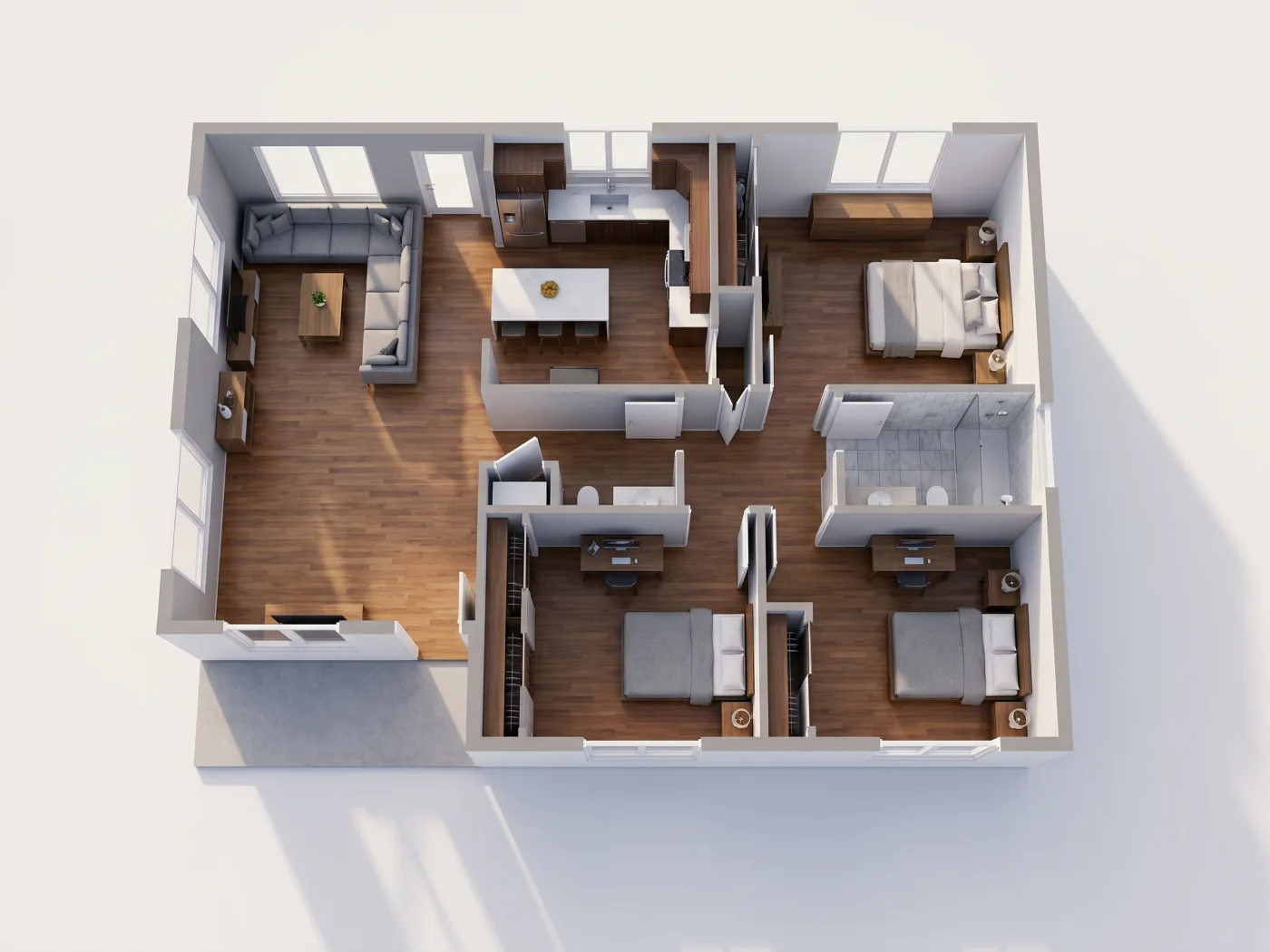 3D model generated from 2D floor plan