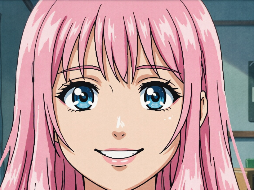 Enhanced version with defined hair strands, brighter eye reflections, and overall sharper, more vibrant visuals.